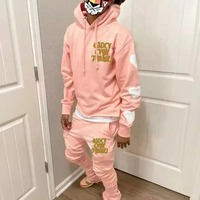 Venta al por mayor peso pesado Streetwear pulóver chándal personalizado bordado pantalones de chándal y Sudadera con capucha transpirable para el invierno