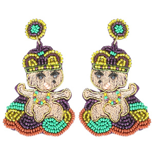 Boucles d'oreilles de festival colorées avec des perles de verre 100% de qualité supérieure et un style brodé à la main parfait pour les tenues traditionnelles et modernes - Product Image 4