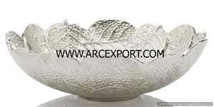 Silver Metal Designing Food and Soup Bowl Stylish <b>Table</b> Ware Large Luxury Design Aluminium Bowls Round Leaf Decoration Bowls - Product Image 6