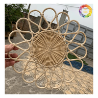 Manteles Individuales Redondos de Ratán Tejidos a Mano, Diseño Vintage, Decoración Ecológica para Cocina, Ligeros y Duraderos, 32-38 cm de Diámetro