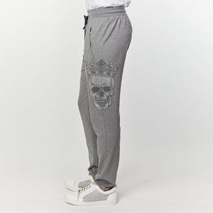 Pantalons de survêtement décontractés évasés pour hommes, 100% coton, lavage à l'acide, joggers surdimensionnés, streetwear, strass, OEM personnalisé, respirant - Product Image 2