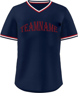 Jersey de béisbol cosido con cuello en V, número de nombre de equipo cosido personalizado, proveedor de uniformes de béisbol \ Softball en Pakistán-Sialkot - Product Image 4