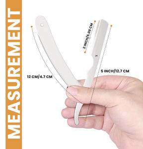 Maquinilla de afeitar profesional de peluquero de borde recto de seguridad con paquete de 100 cuchillas-100 por ciento de acero inoxidable (blanco) - Product Image 4