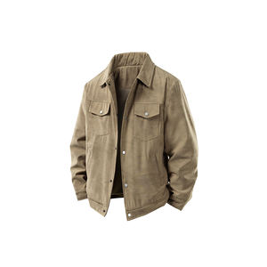 Veste longue d'automne pour homme, style rétro américain, à simple boutonnage, col rabattu, imperméable, coupe-vent, vêtements de travail, vêtements de travail - Product Image 4