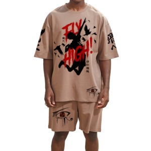 Venta al por mayor de camisetas de verano, camiseta para hombre, conjunto corto, chándal, ropa de calle para hombre, conjunto corto de 2 piezas de algodón transpirable - Product Image 1