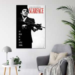 Affiche Scarface d'Al Pacino 'Dites bonjour à mon petit ami' – Design moderne sur toile avec cadre noir pour mur - Product Image 4