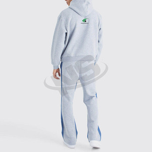 Ensemble de survêtement uni évasé pour homme, sweat à capuche et pantalon de jogging, deux pièces, coupe oversize, décontracté, respirant, streetwear, logo personnalisé - Product Image 5