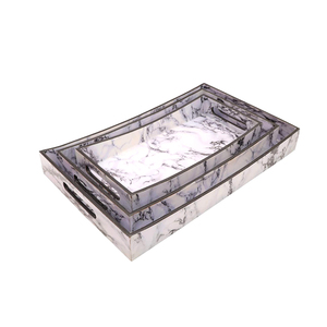 Pure <b>Black</b> Marble <b>Serving</b> <b>Tray</b> with Golden Handles Eco-Friendly American Style Polished Finish High Quality Low MOQ for Weddings - Product Image 5