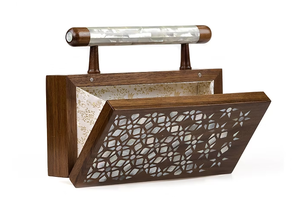 Vintage Natural Wood Luxury Evening <b>Bag</b> Geometric <b>Crossbody</b> Clutch Purse Shoulder Handbag - Product Image 3