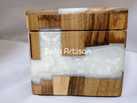 Boîte à bijoux de salle de bain en bois et résine, finition brillante, incrustation blanche, artisanale, moderne, de luxe, capacité 1-2L, décorative, pour souvenirs et rangement
