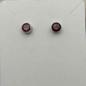 โกเมนธรรมชาติ6มม. 925กลมต่างหูเงินสเตอริง2.14 GMS ต่างหูอัญมณีเรียบง่ายทันสมัย - Product Image 2