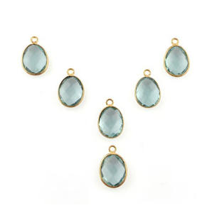 Aguamarina Cuarzo Piedra preciosa Forma ovalada Plata de ley Oro Vermeil Rodio Plateado Bisel Set 10x14mm Colgante de encanto de moda - Product Image 5