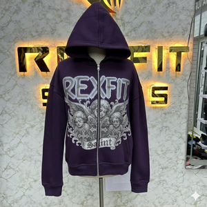 Sweat à capuche zippé de qualité supérieure, coupe parfaite, imprimé en relief, fabriqué en usine, prix bas, sweat à capuche pour hommes, sweat à capuche pour hommes - Product Image 1