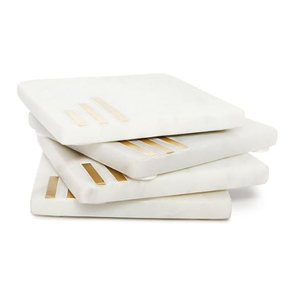 Nouvelle conception sous-verres décoratifs ensemble de 4 sous-verres en marbre blanc pour vaisselle verres sous-verre à bas prix - Product Image 1