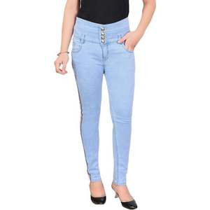 Pantalon en jean pour femme, coupe droite, taille basse, respirant, écologique, 100% coton, personnalisable, décontracté, à carreaux, été, fabrication - Product Image 3