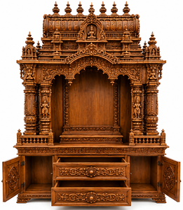 Traditional South Indian Teak Wood Pooja <b>Temple</b> Living Room Home Furniture Tamilian Style Handcarved <b>Wooden</b> Modern Design - Product Image 4