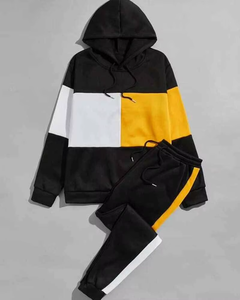 Chándal de bloque cómodo de 2 piezas de alta calidad para hombre de talla grande personalizado, traje de Color liso bordado para temporada de otoño - Product Image 6