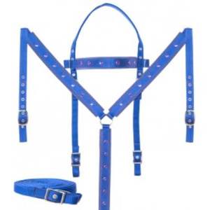 อุปกรณ์เสริมเพื่อความปลอดภัยสำหรับการขี่ม้าอานหนังวัวตะวันตกสีฟ้าคุณภาพสูง - Product Image 1