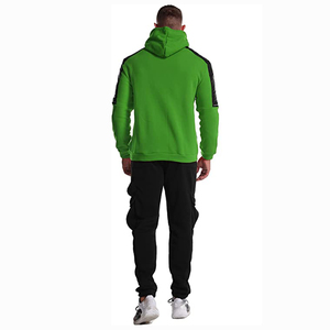 Conjuntos de pantalones de chándal de la mejor calidad French Terry Vintage Green Hoodie Pantalones negros Trajes de chándal con dos bolsillos - Product Image 2
