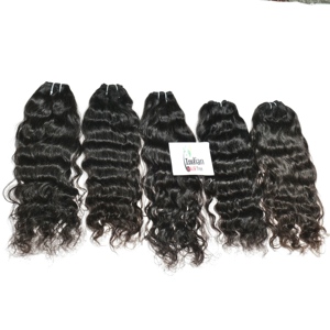 Extensions de cheveux humains vierges indiens non traités de qualité naturelle, ondulés, cuticules alignées, noirs, en vrac pour tissage - Product Image 2