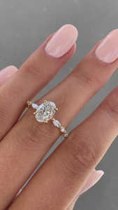 Brillant ovale coupe laboratoire cultivé diamant Halo Solitaire anneaux Premium anneaux de mariage à la mode 18K or massif anneaux personnalisés - Product Image 3