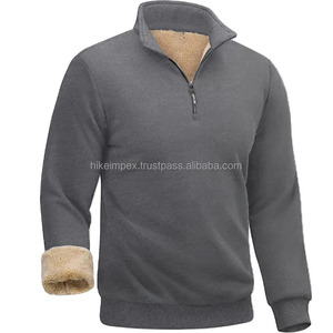 Jersey de media cremallera con forro polar gris para hombre, sudadera cálida de invierno de manga larga, informal, suave, cómoda, elegante, prendas de vestir exteriores a la moda - Product Image 1
