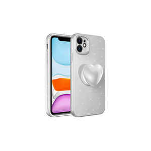 Funda de Silicona con Purpurina Blanca de Lujo para Pop Socket, Compatible con iPhone 11, 13 Pro Max y Plus, Protección para la Cámara, Diseño Elegante Estilo INS - Product Image 1