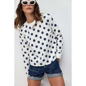 Sudadera con Cuello Redondo y Estampado de Lunares - Product Image 1