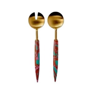 Ensemble de couverts en métal plaqué argent avec poignée en résine couverts nouveau Look serveur à salade pour la maison hôtel ustensiles de cuisine utiliser des ustensiles de service - Product Image 5