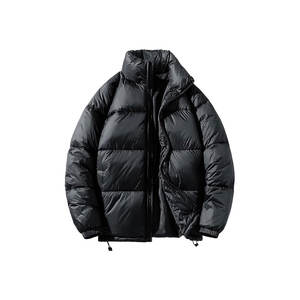 Vestes à bulles de qualité supérieure Vestes à bulles à fermeture éclair unies pour hommes de couleur noire - Product Image 6