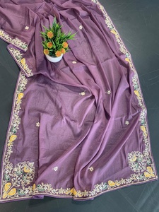 Sari indien de haute qualité en tissu doux et lourd, couleur violette, avec un élégant chemisier fantaisie, tenue de fête, de mariage, de festival, pour femmes et filles - Product Image 3
