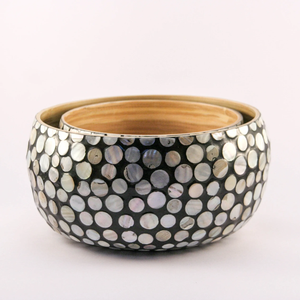 Haute qualité bon prix MOP incrusté bol en bambou filé saladier vaisselle en bambou vaisselle en gros du Vietnam - Product Image 2