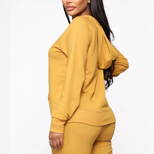 Chándal de algodón de gran tamaño personalizado para mujer, bordada y pantalones de chándal Sudadera con capucha de peso pesado transpirables, conjunto de 2 piezas para invierno - Product Image 4