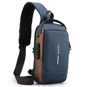 Modèle mis à jour PU étanche hommes décontracté poitrine sac de haute qualité USB antivol hommes sac à bandoulière voyage fronde Pack sac à bandoulière - Product Image 1