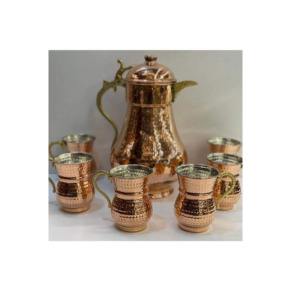 Handmade Copper Pitcher and Glass Set