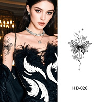 Autocollants de tatouage temporaire papillon noir accrocheurs, imperméables et de haute qualité pour la décoration du visage, les fêtes et la mode