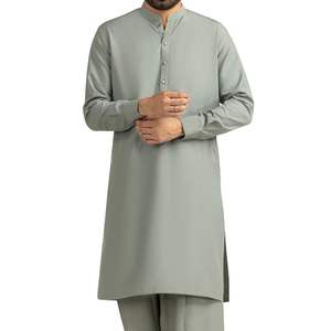 ชุดเสื้อผ้าผู้ชายสีเทาอ่อน ชัลวาร์ คามีซ ดีไซน์เนอร์ ชุดปากีสถานสำหรับผู้ชาย คุณภาพสูง เสื้อคุर्ตา ปاجามา ชุดพื้นเมืองสำหรับงานพิธีการ - Product Image 3