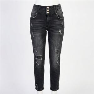 Pantalones Vaqueros Rotos Elásticos de Alta Calidad para Mujer, Estilo Nuevo en Oferta, Pantalones Casuales de Mezclilla, Logotipo Personalizado, Atuendo Elegante de Verano de Primera Calidad - Product Image 1