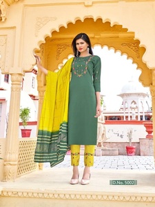 สุภาพสตรีผ้าฝ้าย Kurtis พร้อมลําดับเย็บปักถักร้อยแฟนซีทํางานขายออนไลน์สําหรับโอกาสแต่งงานแบบสบายๆชุดสูทยาวผู้ใหญ่ - Product Image 2