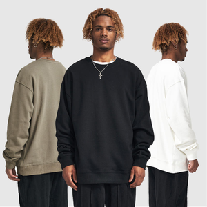 Sweat-shirt décontracté pour homme, col rond, couleur unie, pull à manches longues, surdimensionné, en polaire, streetwear, mode, confortable à porter, imprimé - Product Image 2