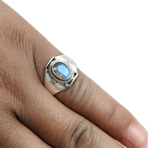 Lujo hecho a mano diseño de moda piedra preciosa labradorita Natural 925 anillos de promesa de plata esterlina joyería fina de moda al por mayor - Product Image 3