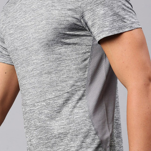 Camisetas de fitness para hombre, camisas de diseño personalizado de alta calidad al por mayor, camisetas lisas de secado rápido grises con cuello redondo, servicio OEM - Product Image 3