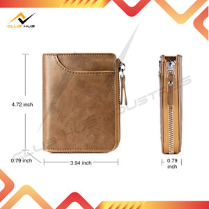 Cartera de Cuero Resistente con Bloqueo RFID para Hombre, Tarjetero, Monedero con Cremallera, Impermeable, Color y Logotipo Personalizables con Degradado - Product Image 5