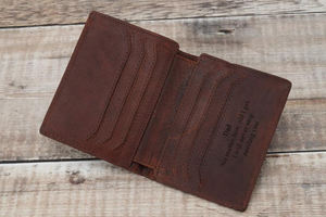 Cartera clásica genuina de piel de vaca para hombre, diseño minimalista Delgado personalizado, billetera plegable de lujo, cuero genuino Vintage, 2017 - Product Image 2