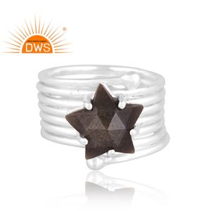 แหวนพลอยออบซิเดียนประกายทองธรรมชาติสีเงินสเตอร์ลิงชั้นดีแหวนเกลียวออกแบบได้ตามต้องการผู้ผลิตเครื่องประดับตามต้องการ - Product Image 2