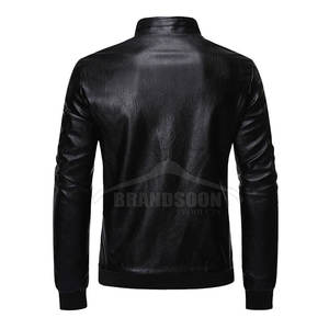 Veste d'hiver pour homme en cuir véritable et toile de haute qualité, col montant, style urbain, motif lettres, finition mode, vente en gros - Product Image 2