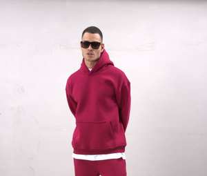 Sweat à capuche en coton molletonné basique pour hommes Pull décontracté Streetwear Sweat-shirt d'automne chaud et surdimensionné - Product Image 6