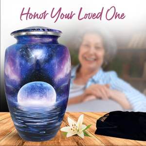 Urne Galaxy bleue pour cendres adulte homme et femme-Urne de crémation bleue pour hommes et femmes-Urne de lune pour adultes-Honore votre bien-aimé - Product Image 4