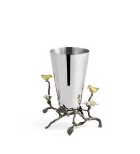 Modern Design Stylish Top Trending Home Decor Shiny Nickel Finished <b>Flower</b> Vases Handmade Metal Hot Selling Items - Product Image 5