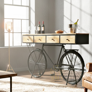 Handmade Antique Style Self Display Unit for Hotels Farmhouses Unique <b>Bicycle</b> Drawer Design Metal Material for Living Room Use - Product Image 1